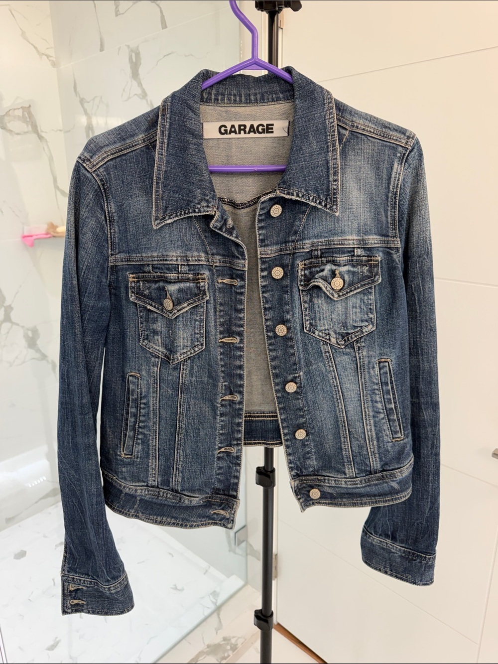 Garage Classic Women's Denim Jacket in Medium Blue Wash